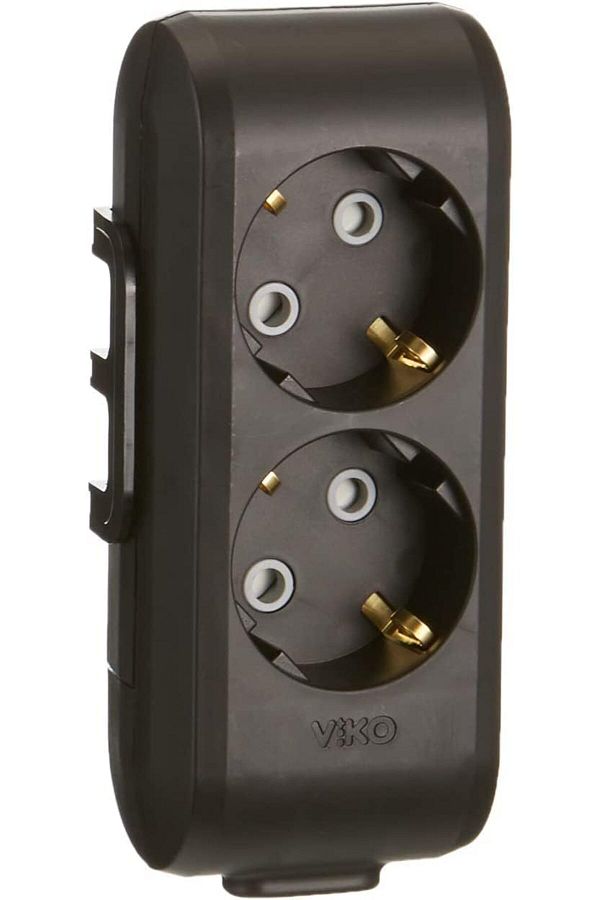 STOREMAX-Svticaret Multi-Let Black Double Socket Grounded Child Proofed Terminal Block Mhm 1053513 1