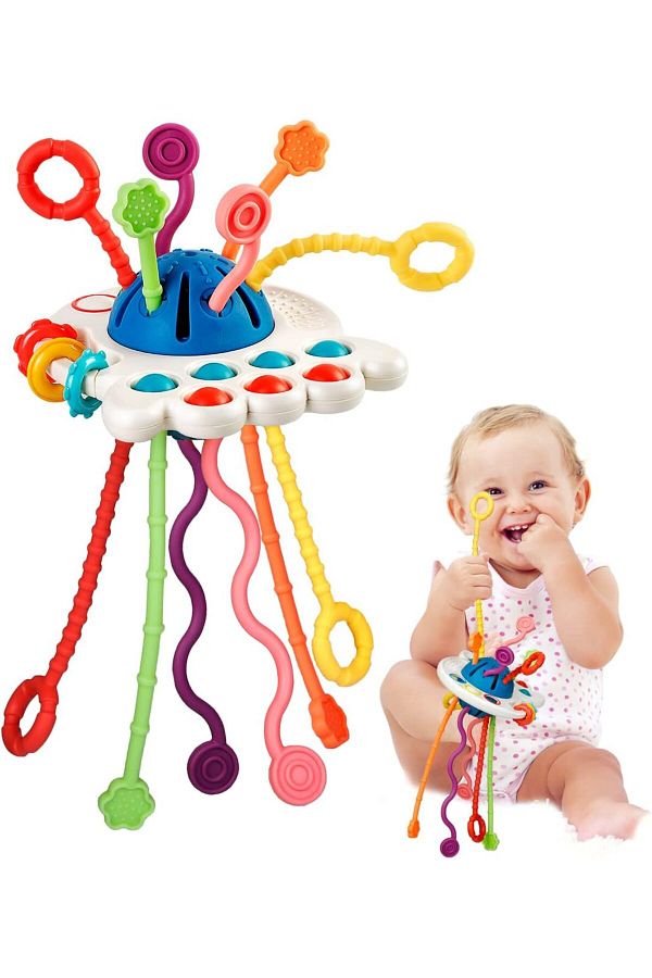 Arabest Baby Montessori Sensory Toys 4 In 1 Silicone Pull String Montessori Toys for Babies 6 12 Months Trendyol