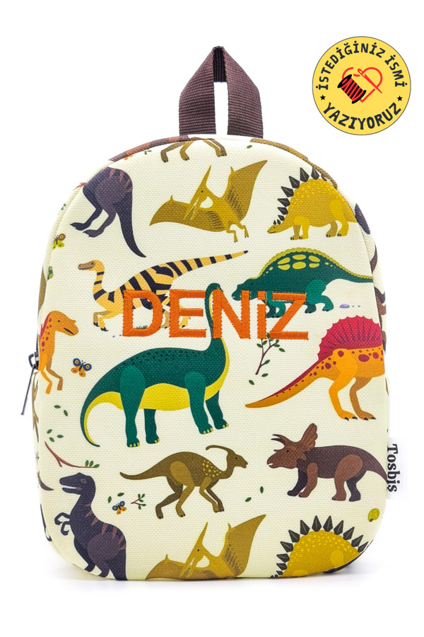 Tosbiş [ Istediğiniz Ismi Yazıyoruz ] Vahşi Dinozor 0-8 Yaş Çocuk Sırt Çantası, Anaokulu-kreş Sırt Çantası