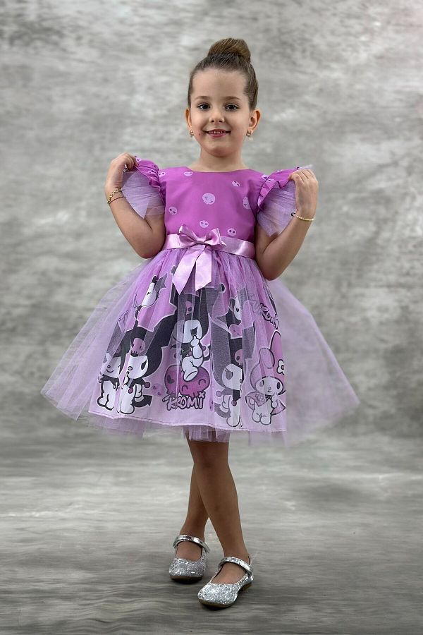 ABİYEKİDS-Lilac Kuromi Kids Birthday Dress - Aby4481 1