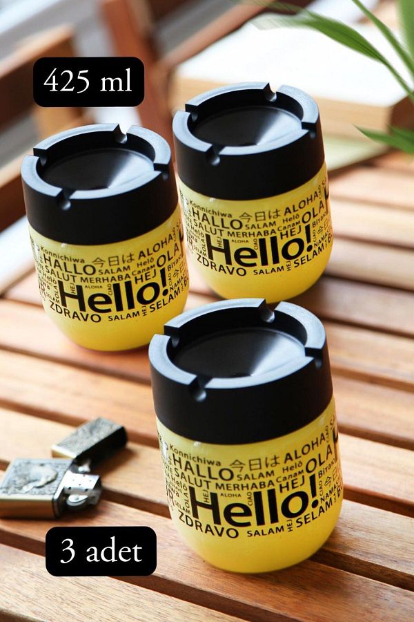 Eminem-3-Piece Glass Unscented Ashtray 425 Cc Hello Patterned 1