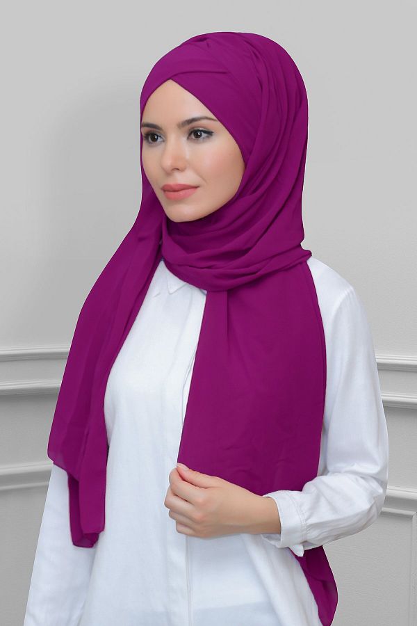 HÜRREM BONE-Sharabi Practical Ready Snap Bone Shawl Chiffon Self Boned Single Band 1453_08 1