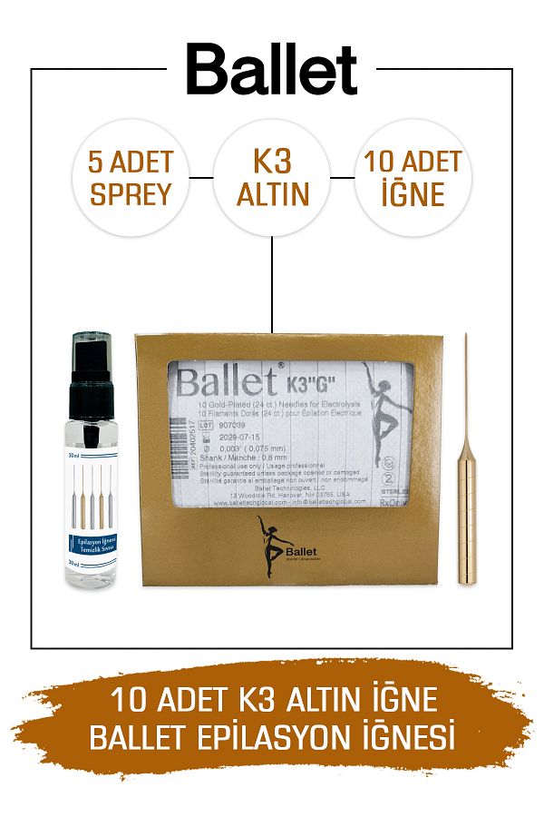 Ballet-10 Pieces K3 Gold Hair Removal Needle Original K3 Gold Needle20402519 1