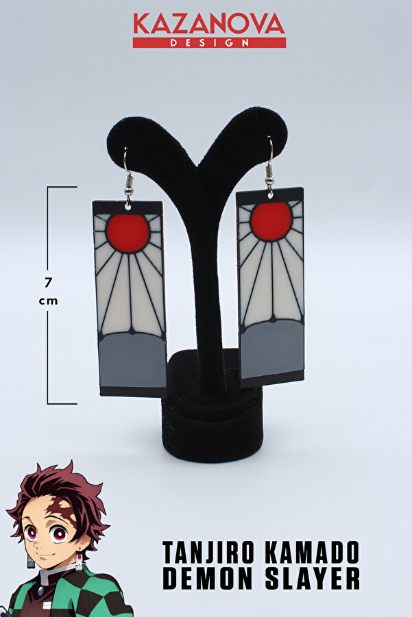 Kazanova Design Tanjiro Kamado Demon Slayer Hanafuda Earring- Trendyol