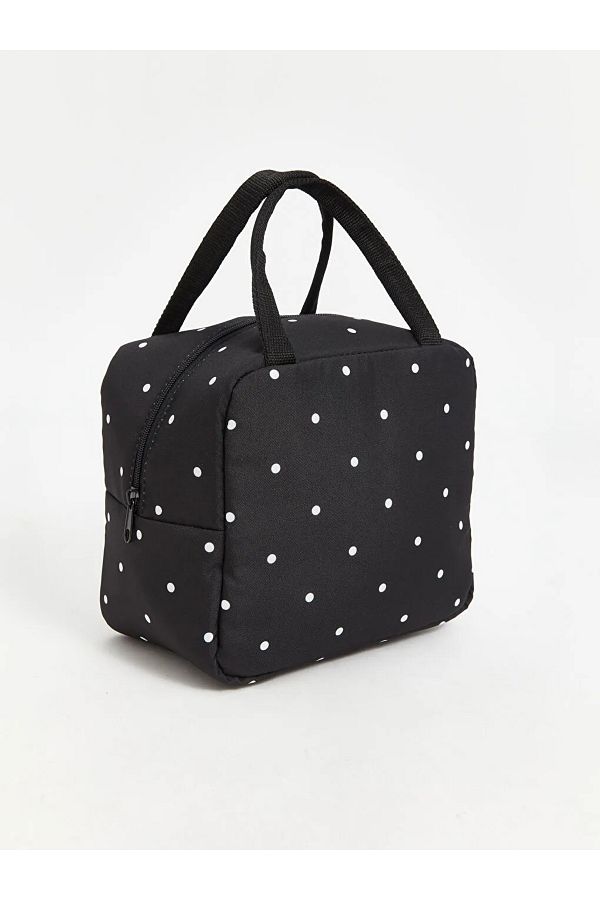LC Waikiki-Lcw Accessories Black Polka Dot Pattern Thermal Bag 1