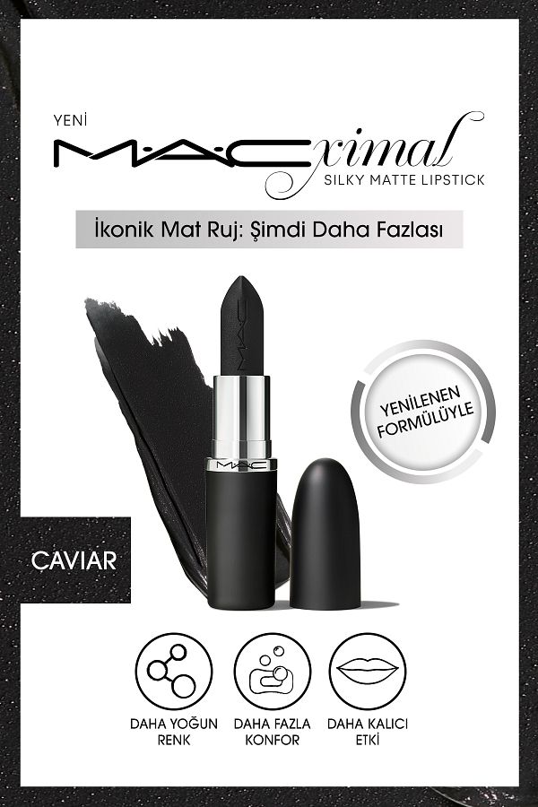 M.A.C-M·a·cxımal Silky Matte Lipstick Intensive Color-Providing Lipstick with Moisturizing Effect - Caviar 1