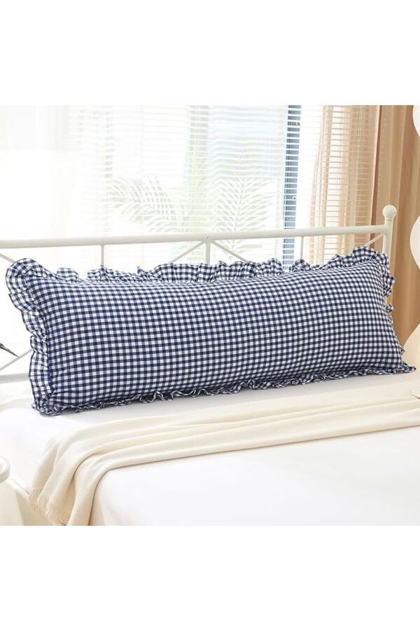 Erba kreasyon Hamile Yastık Kılıfı Pötikare  Fırfır Decor Uzun Yastık Kılıfı 50x135cm Hamile Yastığı