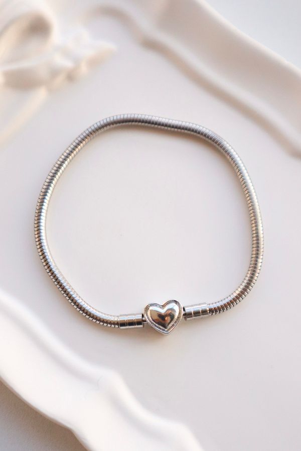 EFBUTİK-Heart Clip Charm Bracelet 1