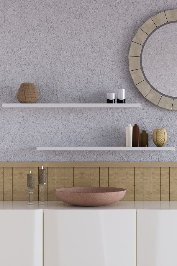 yankı-byeg-70 cm 2 Piece Matte White Mdf Flying Wall Shelf Hidden Connection Bookshelf 1