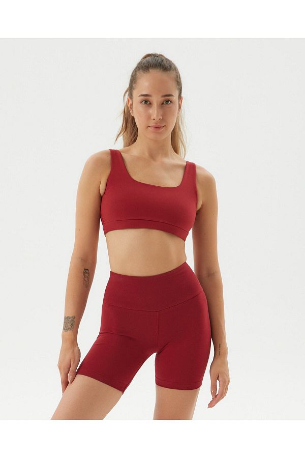 Ayma Active-Sangria Women Organic Cotton High Waist Biker Leggings Shorts 1