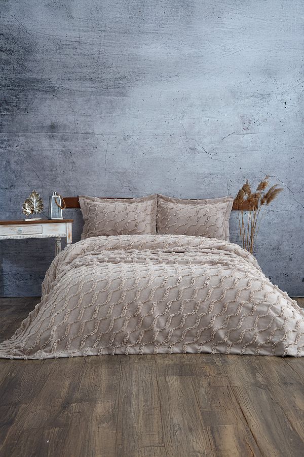 Nazik Home-Terra Plush Linen Textured Single Bedspread 1