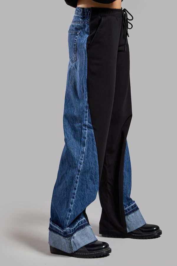 its basic-Damen Jeans Farbe 2w45 Gestrickte Denim Segmented Loose Fit Design Hose 1