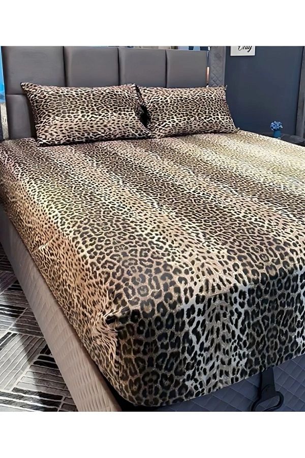 mihriban-Leopard Patterned Elastic Sheet Set 1