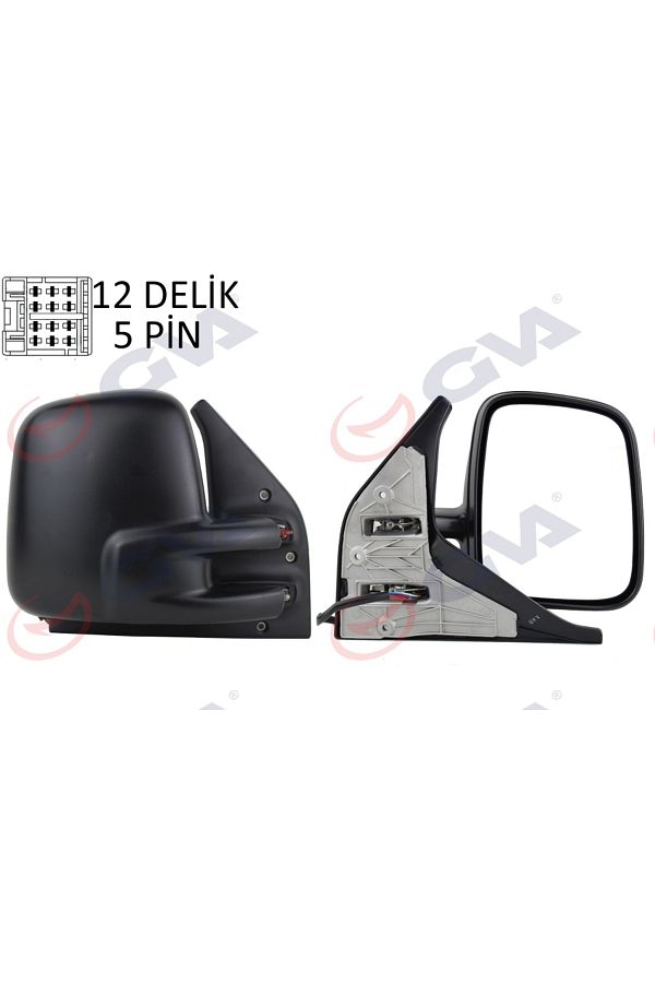 GVA-Outer Rearview Mirror Right Transporter T5 Caravelle 04 Electric Heated Lined Convex 5 Plug Vm-373Ehp 1