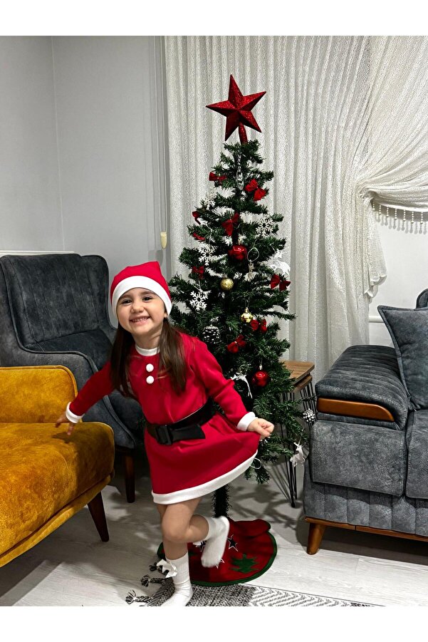 ARYA BABY Kız Çocuk Kaşkorse Yılbaşı Noel Elbise Şapka Takım, Yılbaşı Kıyafeti