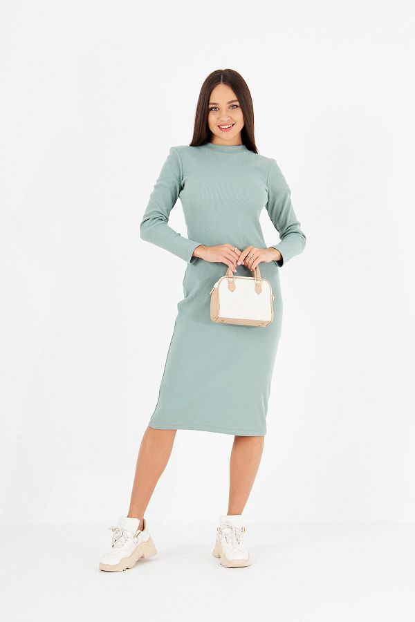 Avones-Rochie de damă cu guler în picioare, cu mânecă lungă, tricotată, cu mânecă lungă 1