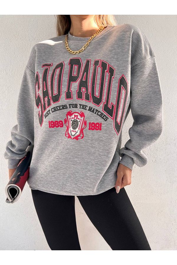 Modamorfo-Polar-Sweatshirt mit Rundhalsausschnitt und Textdruck 1