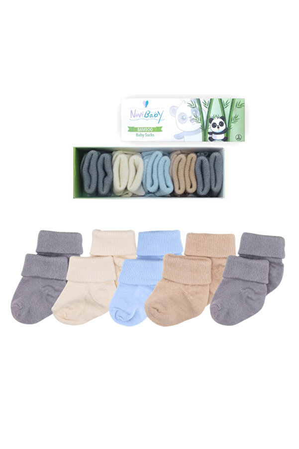 Novibaby 5'li Bambu Yenidoğan Bebek Çorap I Baby Boy I Kız Erkek Bebek Çorabı