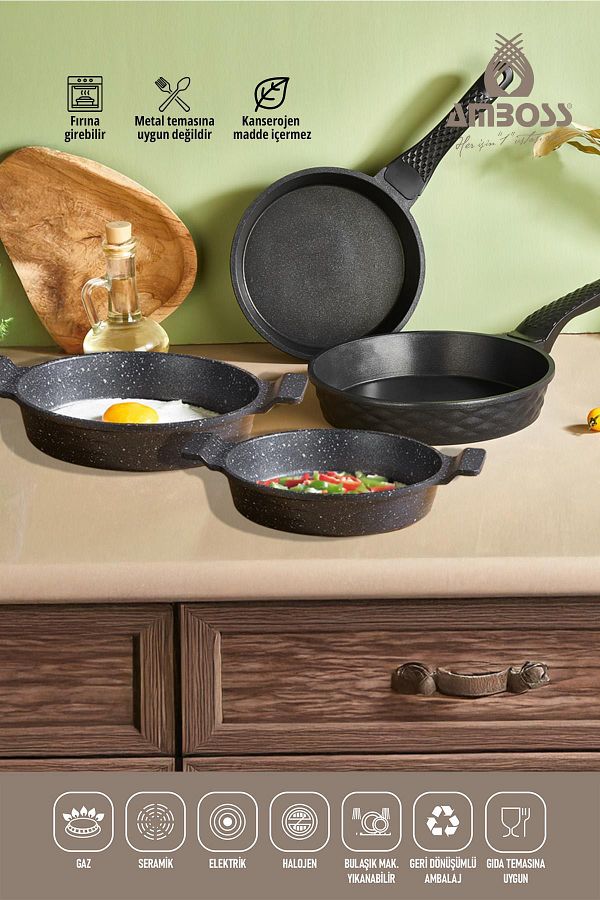 Amboss-4 Piece Super Double Casting Pan and Sauce Set 1