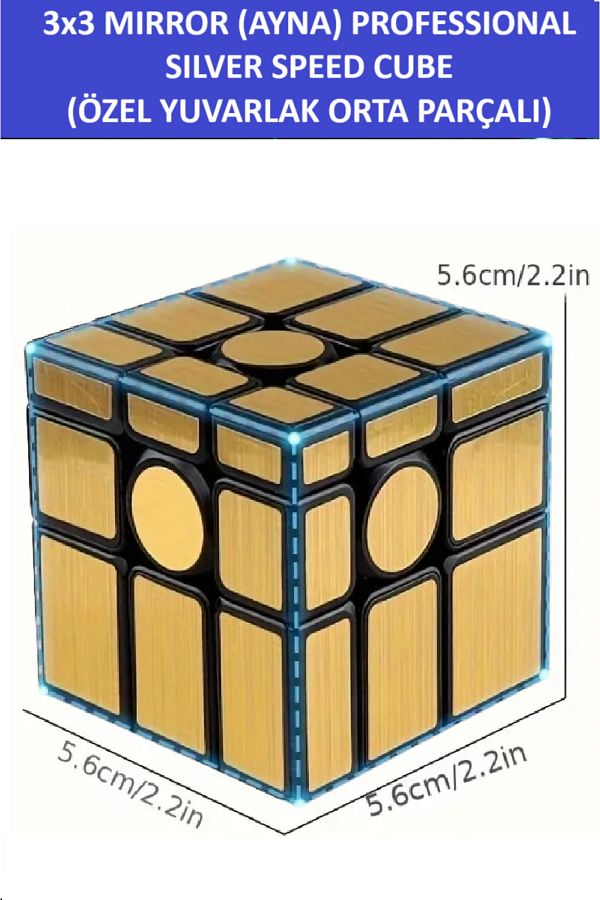 ZETCONCEPT-Professional Speed Cubing - 3X3 Golden Mirror Round Piece Mirror Cube 1