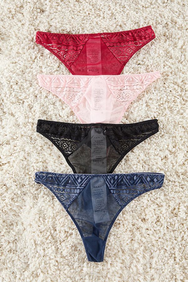 Edit by Trendyol-Mehrfarbige 4-teilige Tüll-Spitzen-Tanga-Strickhöschen TEDSS25KU00001 1