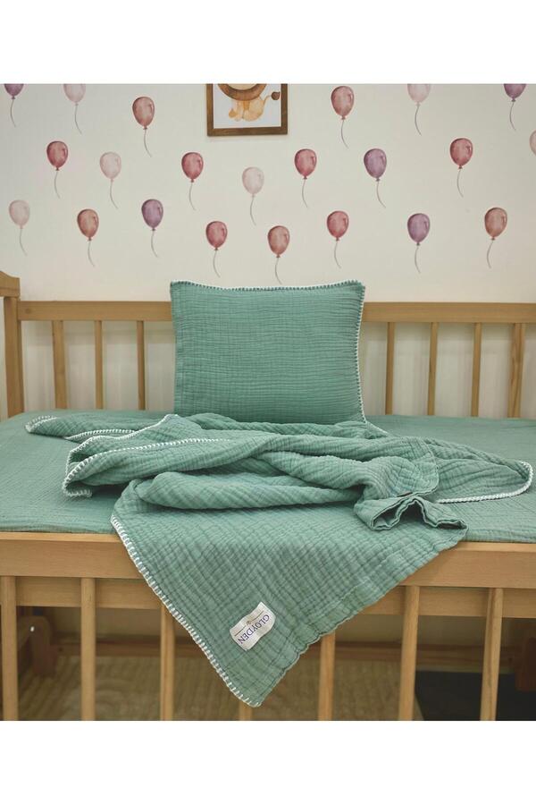 GLOYDEN Park Yatak Bebek Müslin Nevresim Takımı Yeşil 70x110