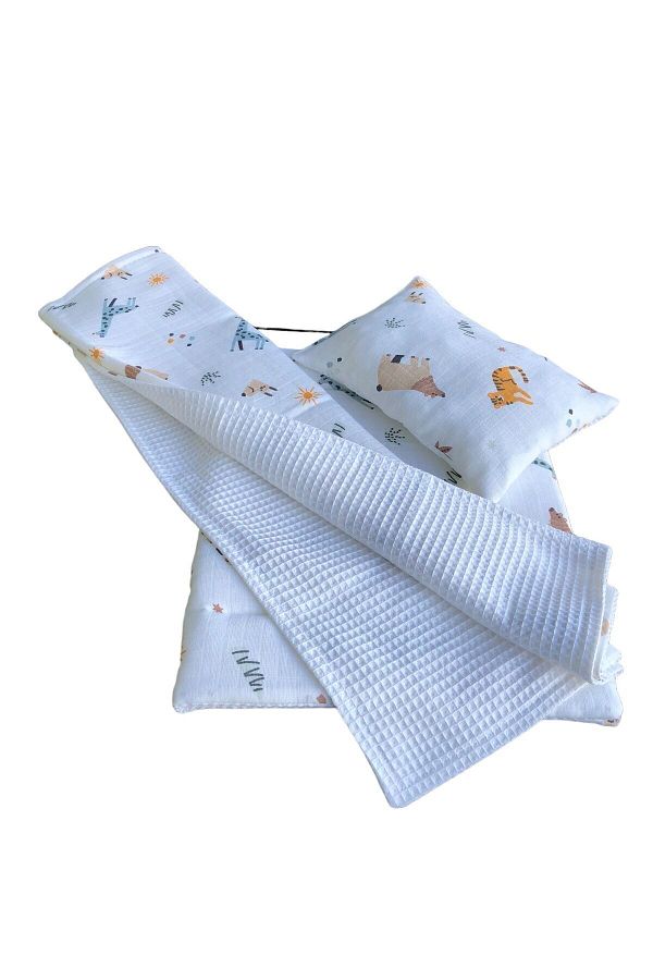 Kido Kidos-3-Piece Baby Nursing Set - Changing Mat, Double-Sided Muslin-Pique Cover Blanket 1