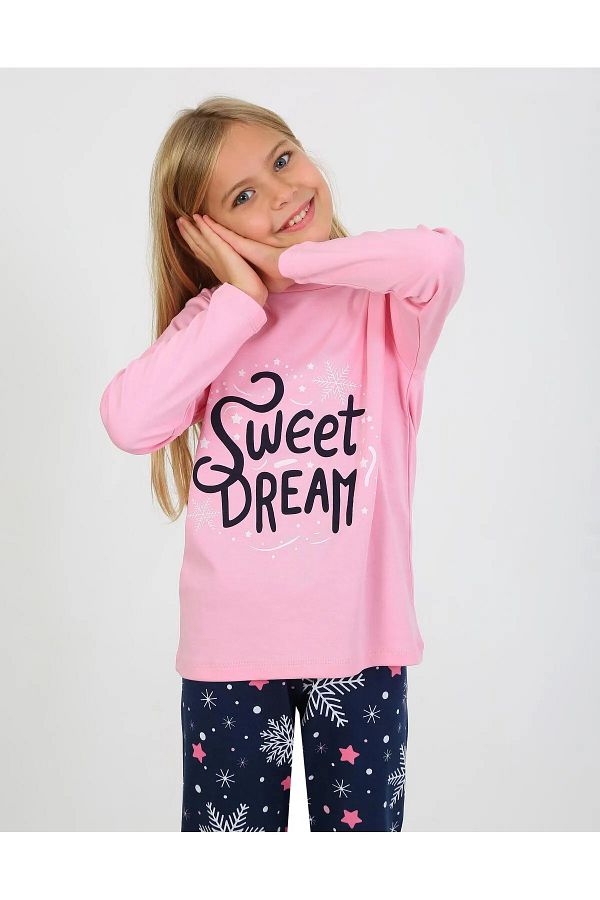 vitmo-مجموعة Vi̇tmo Baby Sweet Dream مطبوعة بياقة على شكل حرف Bi̇si̇jama للفتيات 1