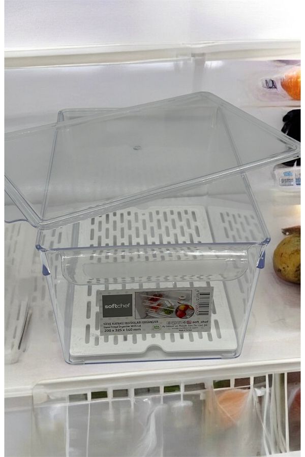 LeesHome-Lüxchef 9Lt Lid Refrigerator Organizer - Set of 3 Pieces with Strainer Inside, Storage Refrigerator 1