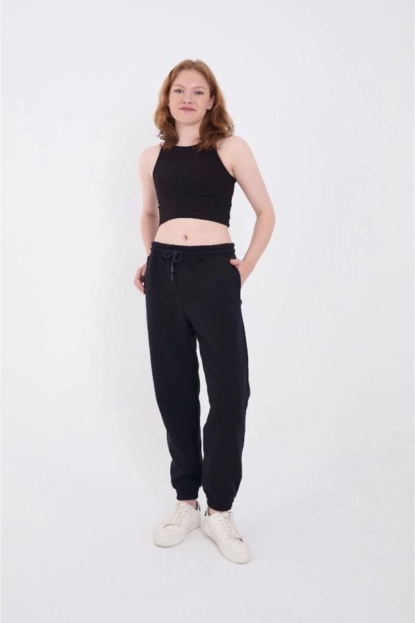 CVS-Ahes Shopping Three Thread Basic Elastic Sweatpants - Navy Blue 1