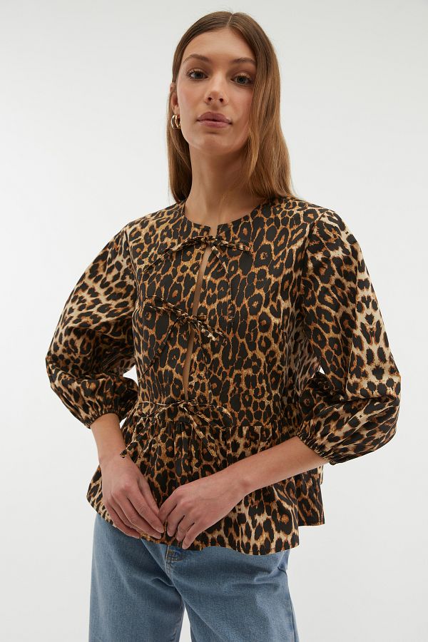 Mudo-Leopard Printed Bluz with Binding Detail 1