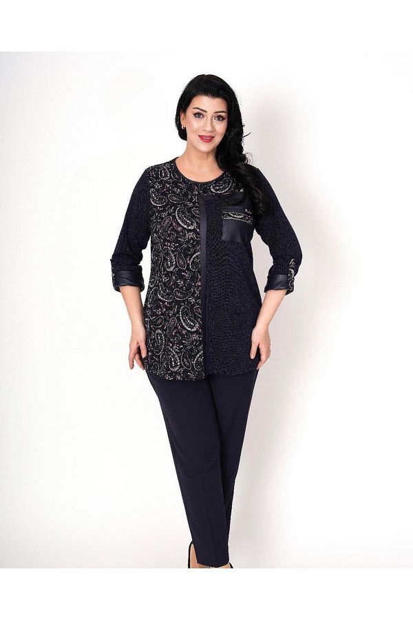 Eskişehir Mağazacılık-Plus Size Mix Wrap Patterned Blouse 49015-BT 1