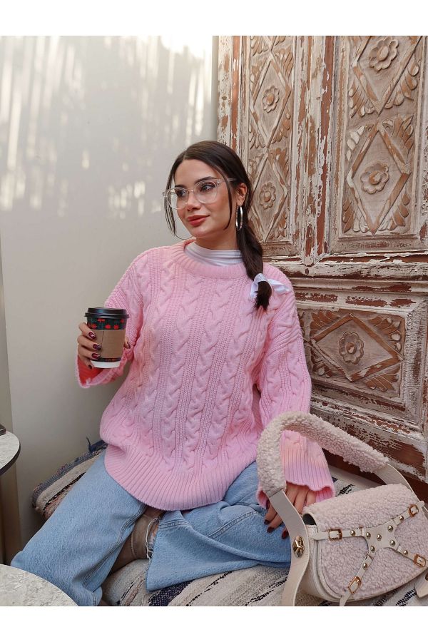 ESRAHELVACI-Crew Neck Hair Braided Sweater 1
