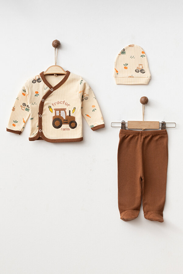 yukobaby bebeğiniz için en doğalı Bebek Little Tractor 3'lü Yenidoğan Hastane Çıkışı Zıbın Set yk53853