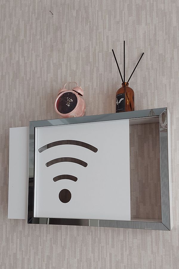 HKM Ticaret-Wall Hangable Fuse and Modem/Wifi Storage Box with Wifi Emblem 1