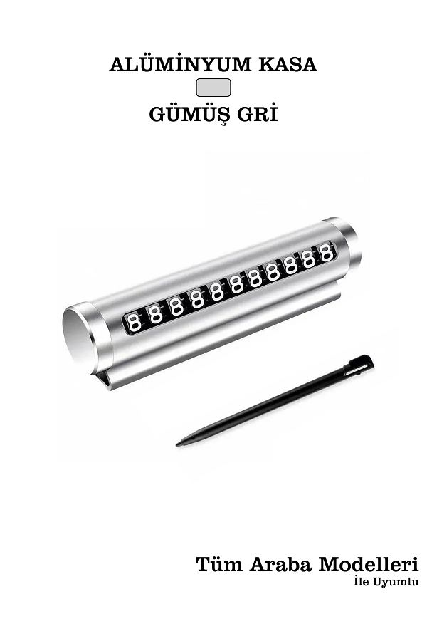 İLİS-Gray Practical In-Car Phone Numerator - Case Number Flip, Parking Number Parkmati 1