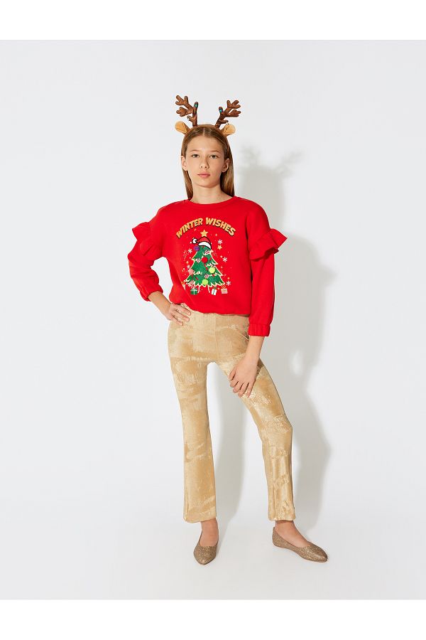 Koton-Flared Leg Trousers with Elastic Waist 1