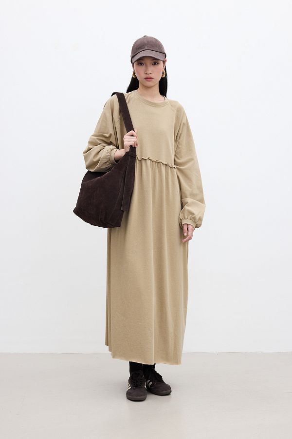 Manuka-Camel Oversize Drawstring Dress 1