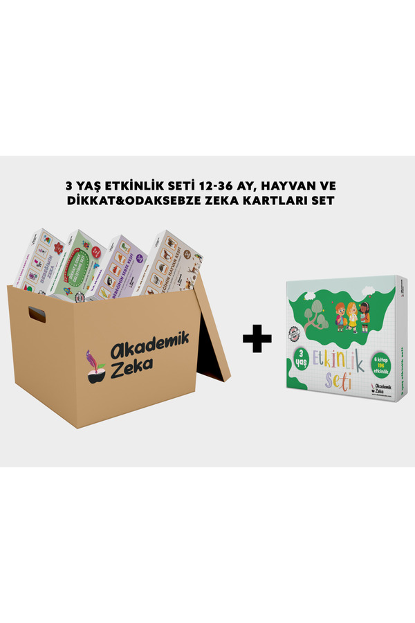 akademik zeka 3 yaş Etkinlik Seti , 12-36 Ay, Dikkat&Odak Geliştirme, Sebzeler, Hayvanlar Zeka Kartları