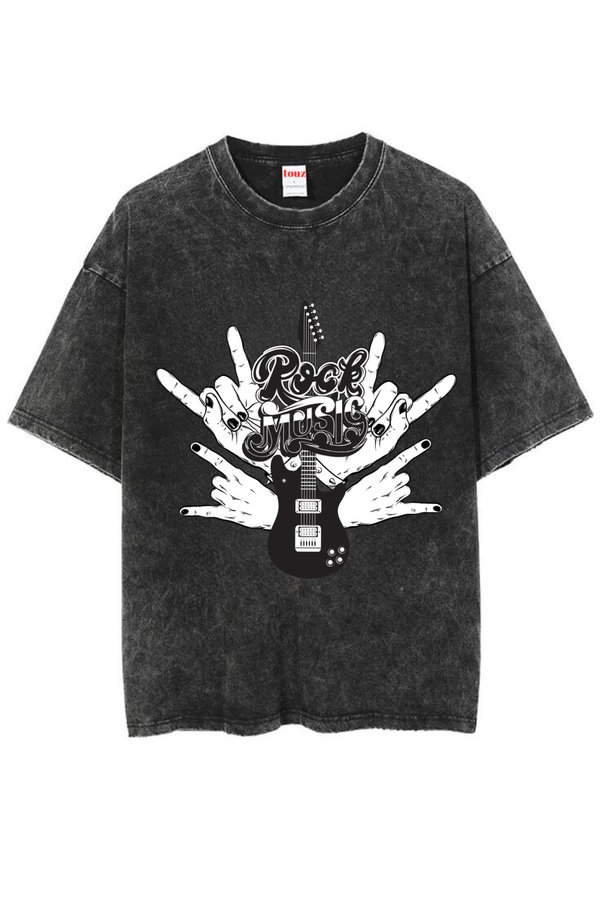 DEEFWEAR Mi̇ngalondon Washable Rock Printed Unisex Oversize Vintage T-Shirt