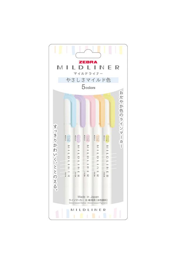 Zebra-Mildliner 5'li Çift Uçlu Fosforlu Işaretleme Kalemi Seti / Wkt7- 5c-ycn 1
