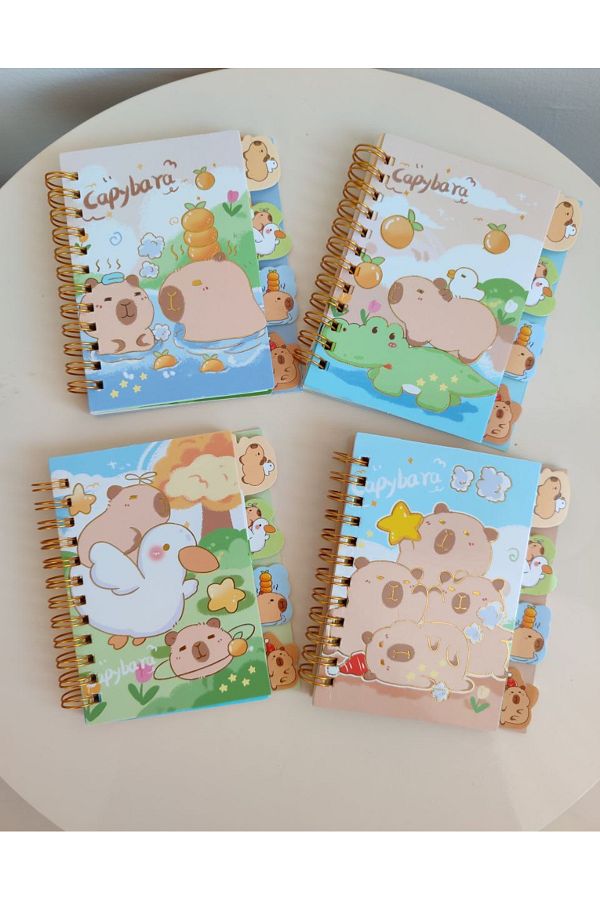 senacacollection-1 Pcs A6 Capybara with Teddy Bear Bookmark Spiral Notebook Notepad Lined Notebook 1
