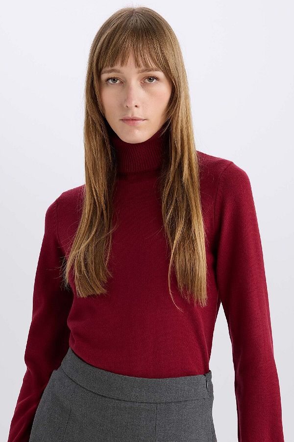 DeFacto-Regular Fit Soft Textured Turtleneck Basic Plain Strickpullover H1651az24wn 1