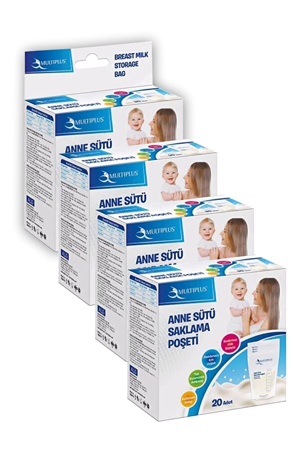 Multiplus Anne Sütü Saklama Poşeti - 20'li 4 Kutu