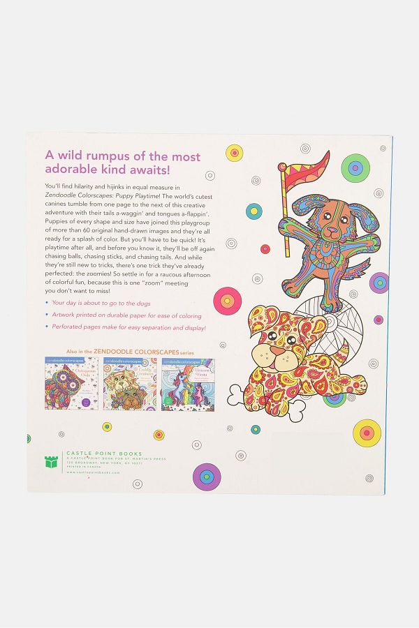 Castle Point Books-Zendoodle Colorscapes Puppy Playtime Coloring Book, White Combo 1