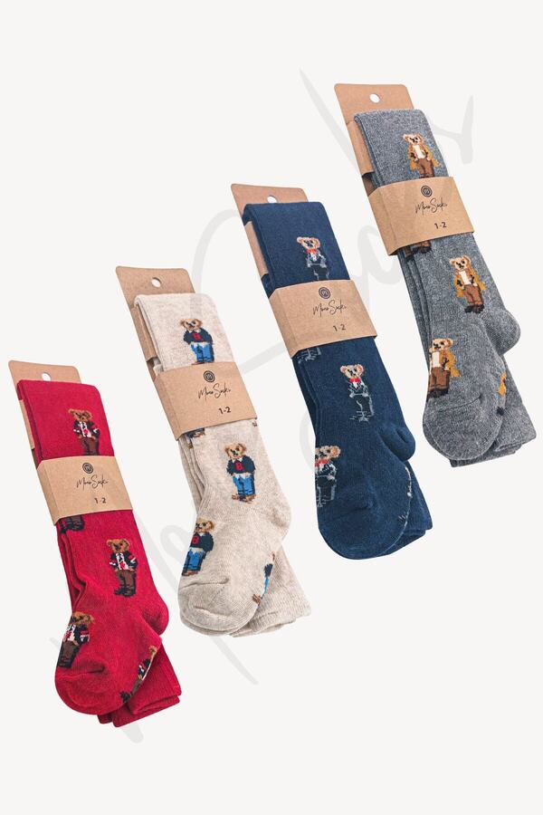Mono Socks 4'lü Teddy Bear Ayıcık Desenli Bebek ve Çocuk Külotlu Çorap