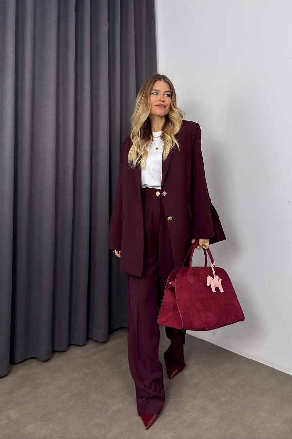 Sue Store-Jachetă supradimensionată Plum Pantaloni PremiumSuit 1