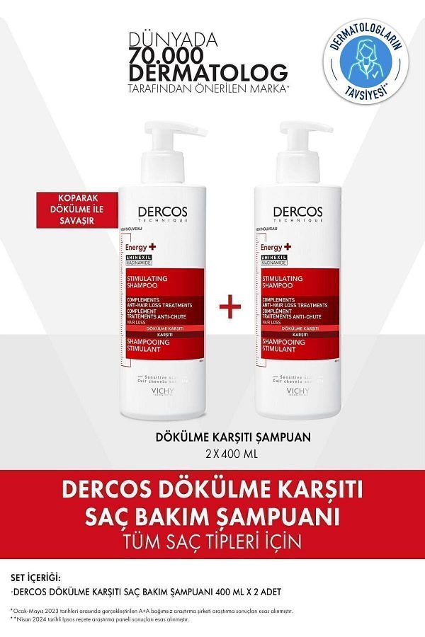 Vichy-Dercos Hair Care Set - 400 Mlx2 Anti-Shedding Shampoo, All Hair Types 1
