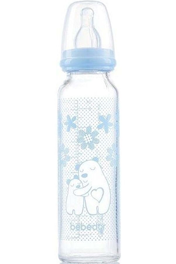 Bebedor Isıya Direnç/dayanıklı Cam Biberon 250ml (KOD:41302) - Mavi