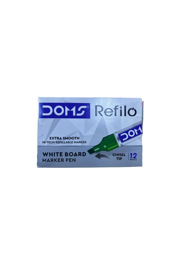 doms-White Board Marker Pen Chisel Tip Green Colour pack of 12 piece 1